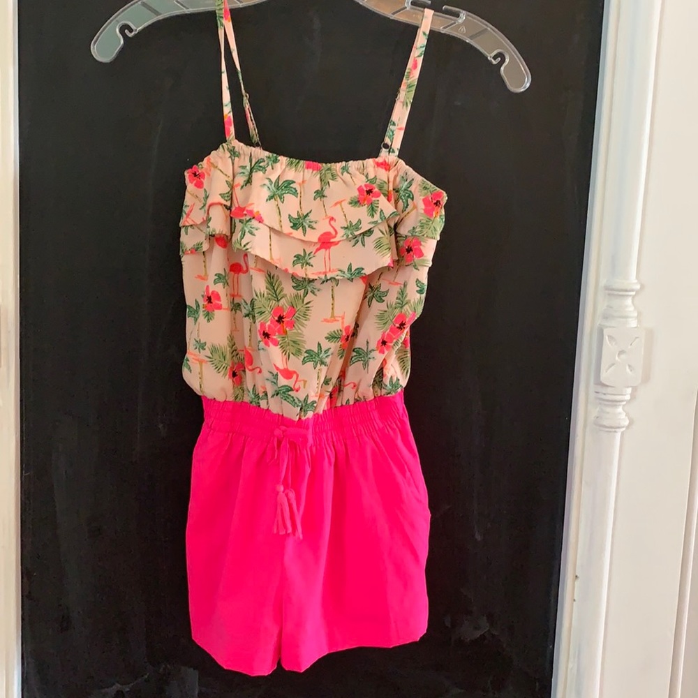 Japans kids romper, gently used flamingo print